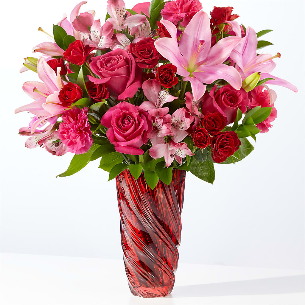In Love Bouquet with Luxe Swirl Vase – J Flowers, Tipp City OH