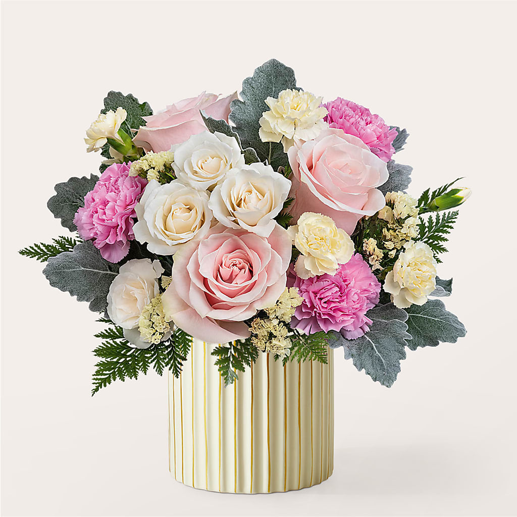 Blissful Moments Bouquet with Ivory Vase – J Flowers, Tipp City OH