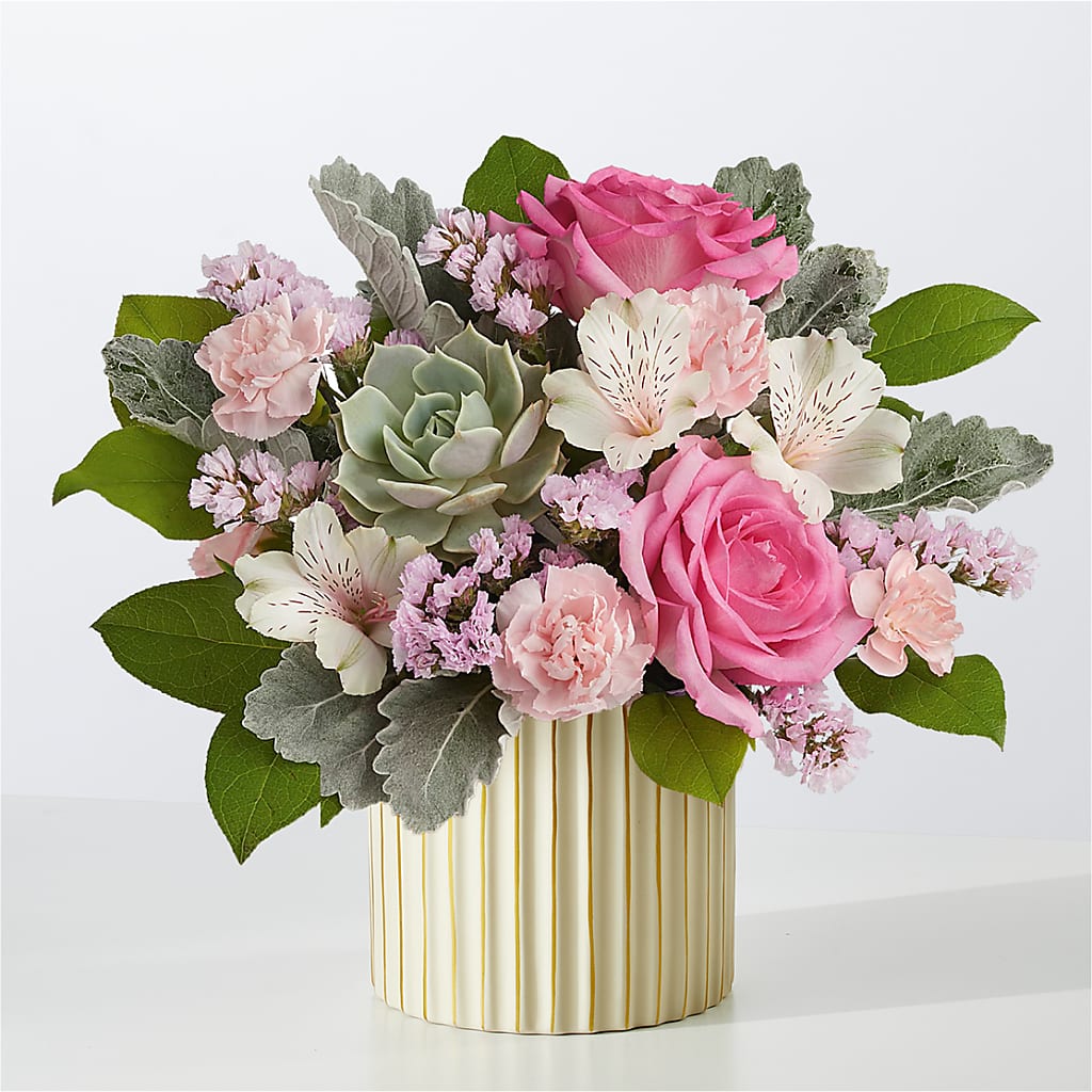 Dusty Rose Bouquet with Ivory Vase – J Flowers, Tipp City OH