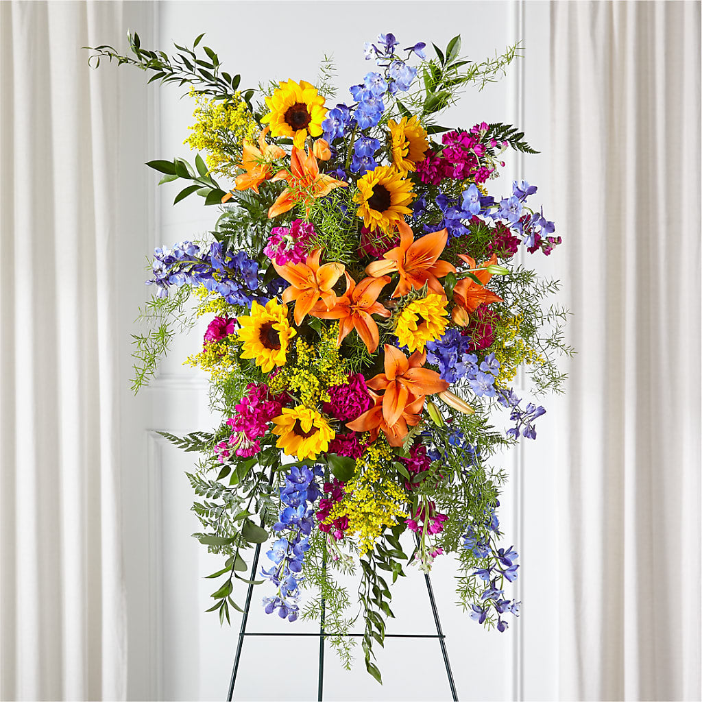Sunlit Memories Standing Spray (Standard) – J Flowers, Tipp City OH