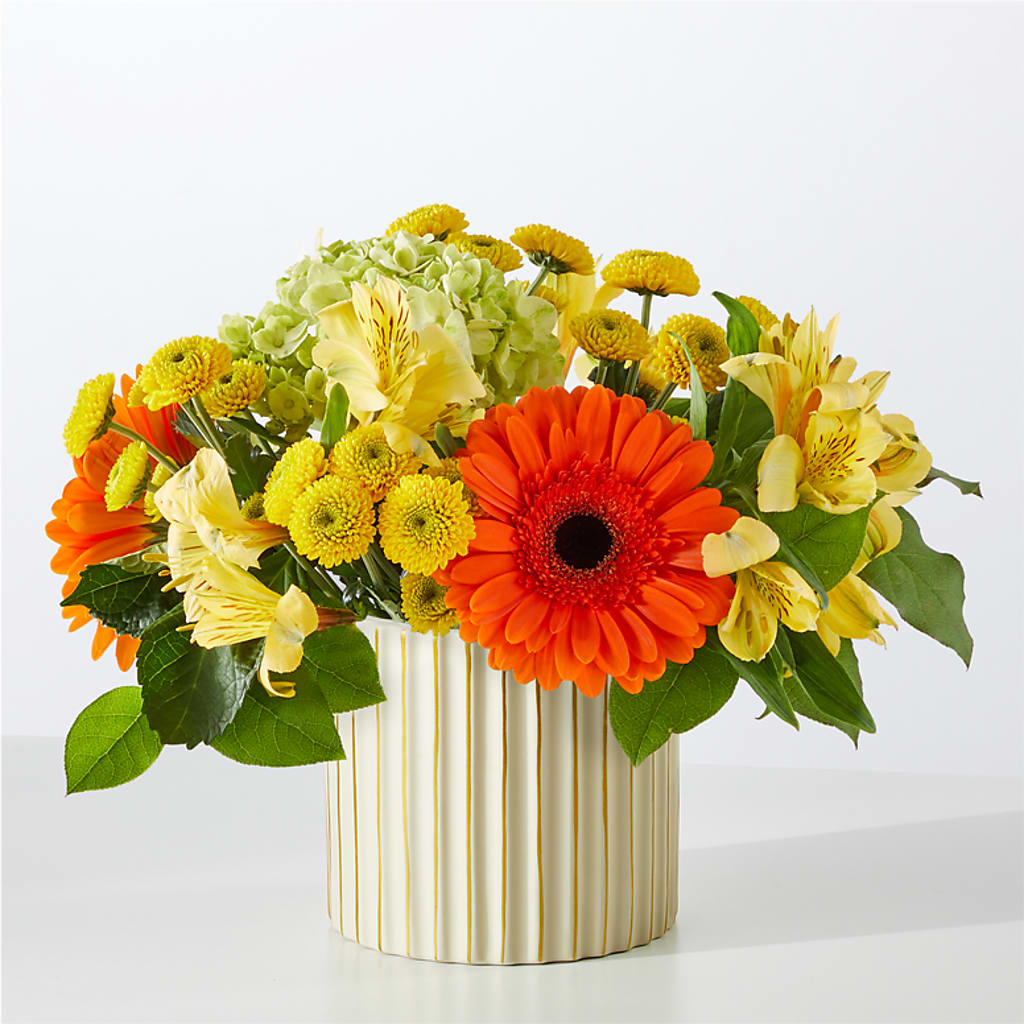 Autumn Sunshine Bouquet with Ivory Vase –  J Flowers, Tipp City OH