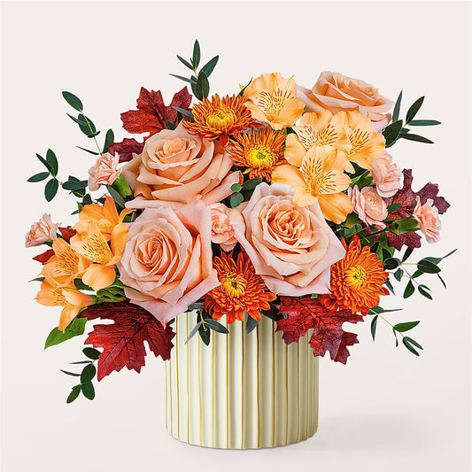Spiced Latte Bouquet with Ivory Vase –  J Flowers, Tipp City OH