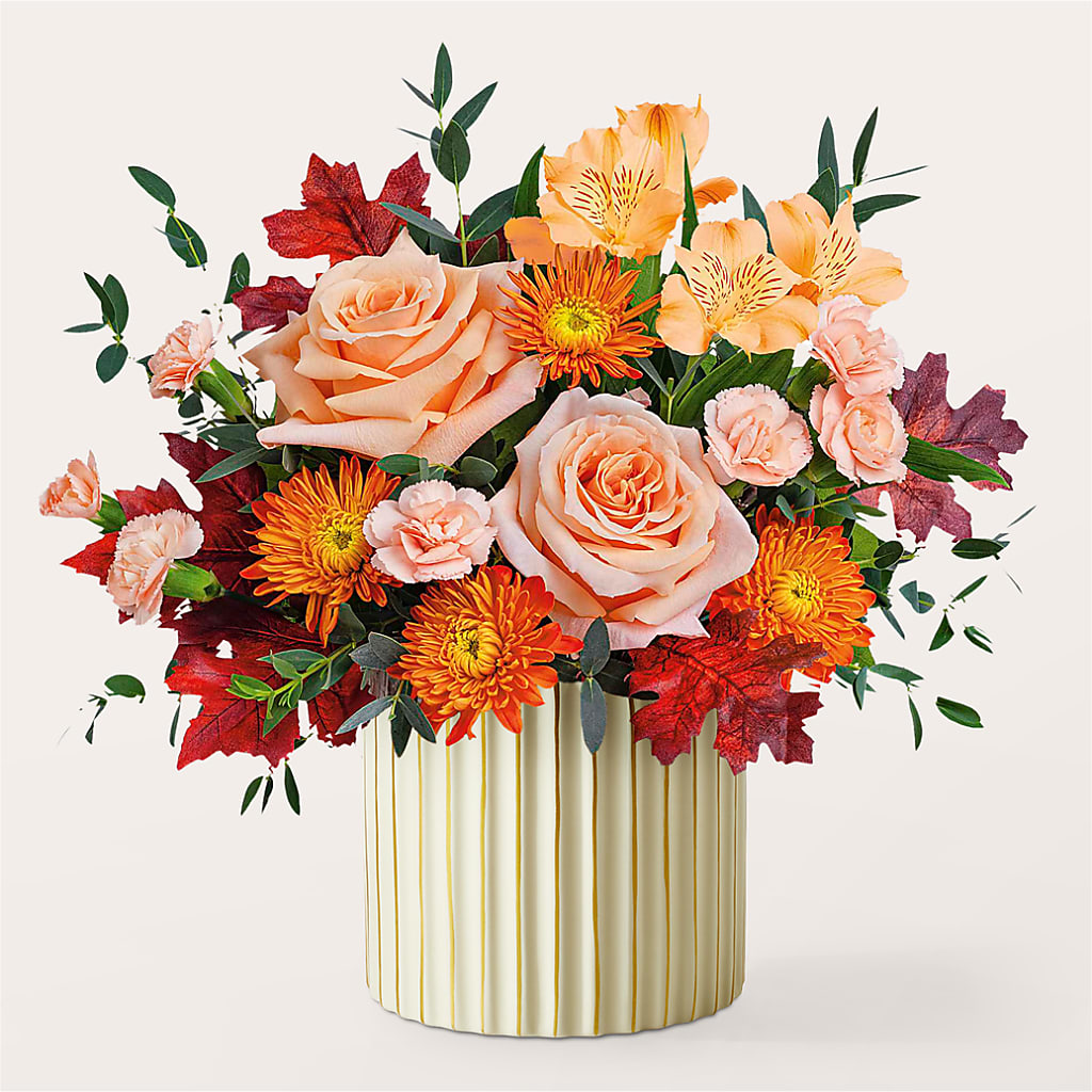 Spiced Latte Bouquet with Ivory Vase –  J Flowers, Tipp City OH
